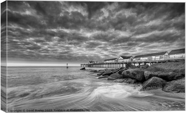 First Light on Southwold Pier  Canvas Print by David Powley