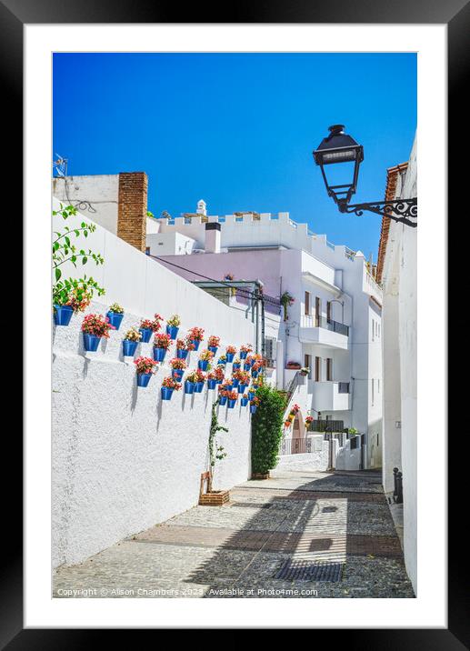 Marbella Old Town Street Framed Mounted Print by Alison Chambers