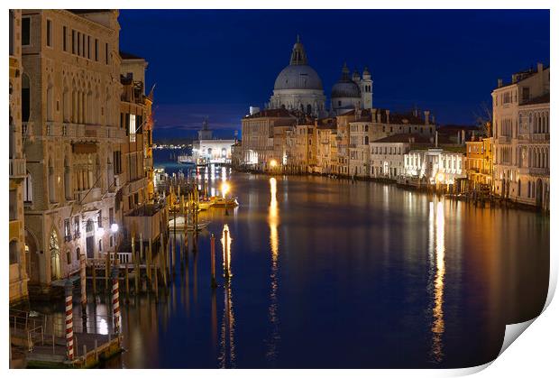 Night time from the Accademia Bridge Print by Tony Bishop