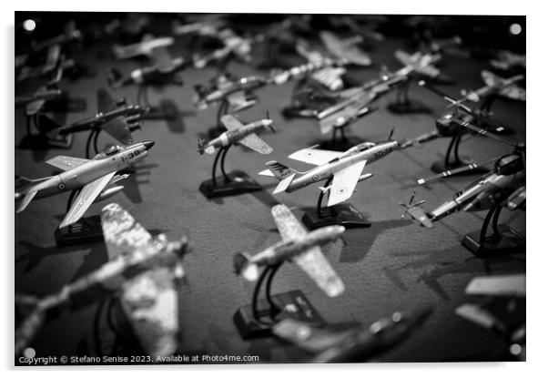 Airplane Collection - Black and White Acrylic by Stefano Senise