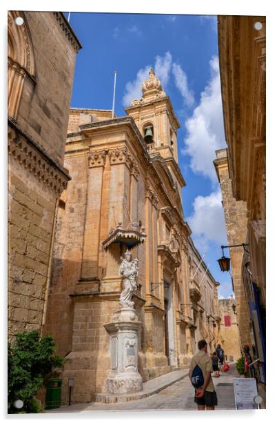 Carmelite Church in Mdina, Malta Acrylic by Artur Bogacki