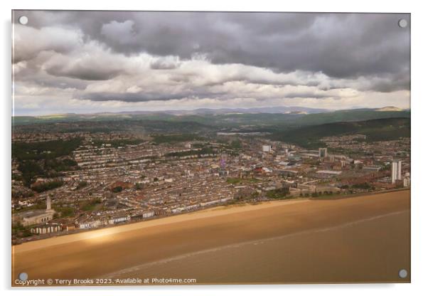 Swansea City, Bay and Beach Acrylic by Terry Brooks