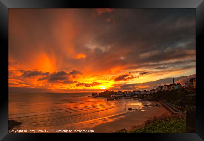 tenby_sunrise_hdr_4090-92 Framed Print by Terry Brooks