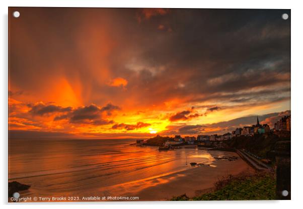 tenby_sunrise_hdr_4090-92 Acrylic by Terry Brooks