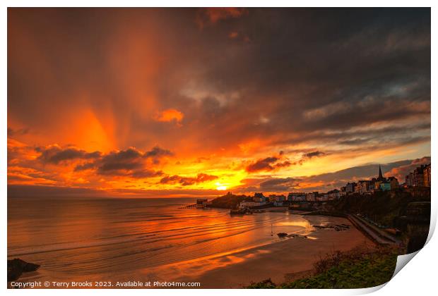 tenby_sunrise_hdr_4090-92 Print by Terry Brooks