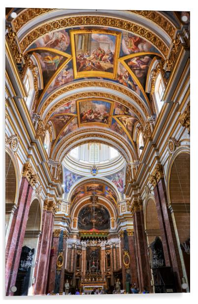 Cathedral of Saint Paul Interior in Mdina, Malta Acrylic by Artur Bogacki
