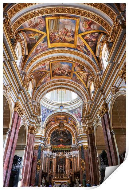 Cathedral of Saint Paul Interior in Mdina, Malta Print by Artur Bogacki