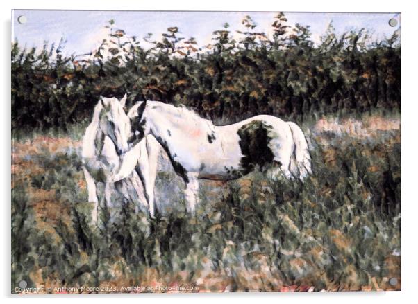 Graceful Equine Companions Acrylic by Anthony Moore