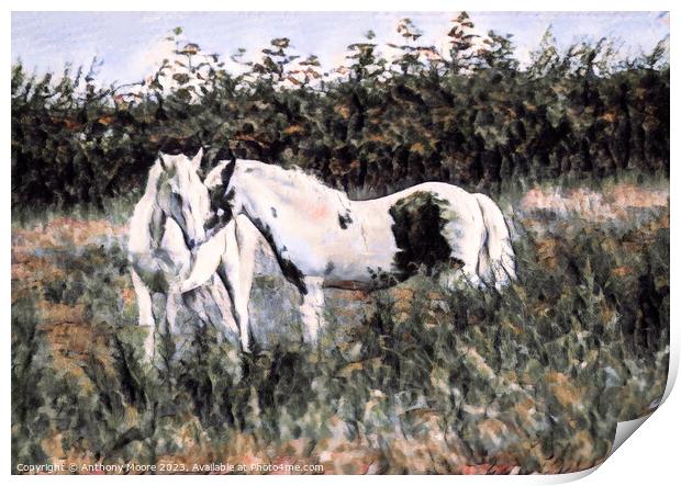 Graceful Equine Companions Print by Anthony Moore