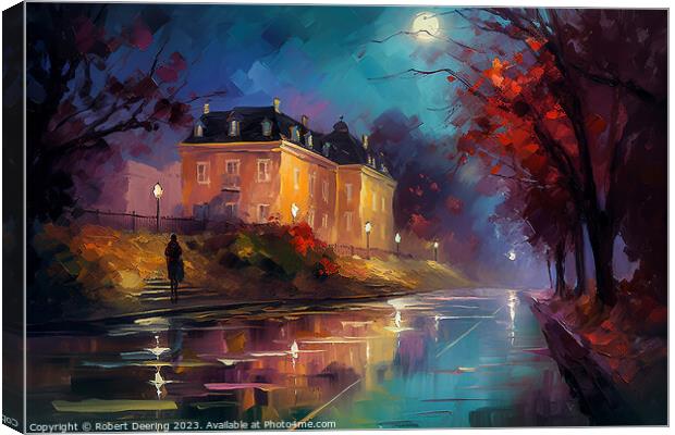 Alone Under The Moon Canvas Print by Robert Deering