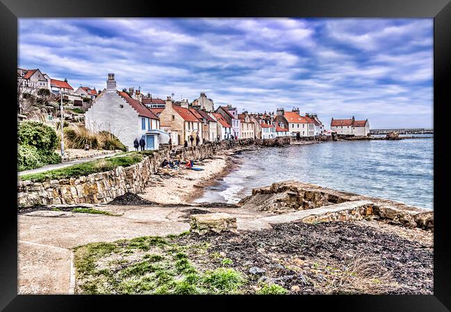 Colourful Seahouses at Pittenweem Framed Print by Valerie Paterson