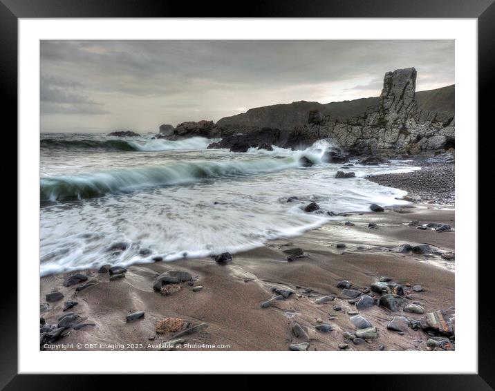 Three Waves Near Needle Eye Rock Macduff Scotland Framed Mounted Print by OBT imaging