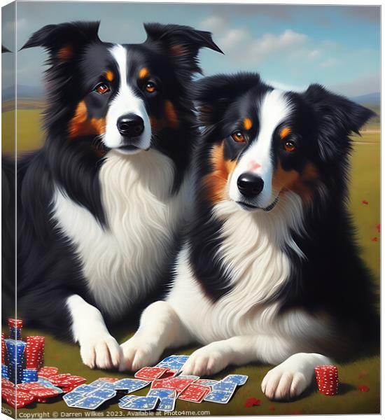 Border Collie Playing Cards Canvas Print by Darren Wilkes