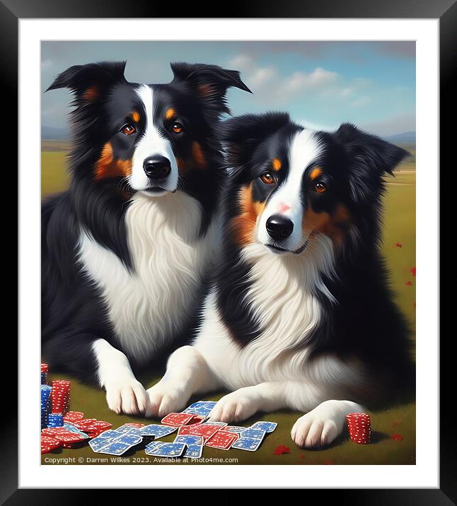 Border Collie Playing Cards Framed Mounted Print by Darren Wilkes