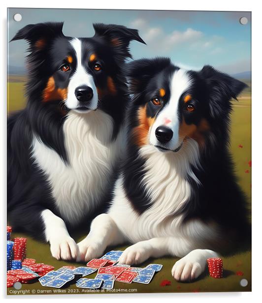 Border Collie Playing Cards Acrylic by Darren Wilkes