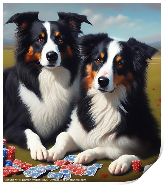 Border Collie Playing Cards Print by Darren Wilkes