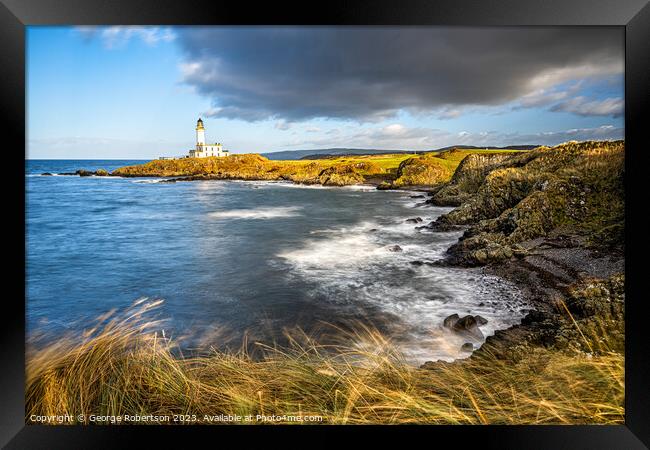 Stormy day at Turnberry Lighthouse Framed Print by George Robertson