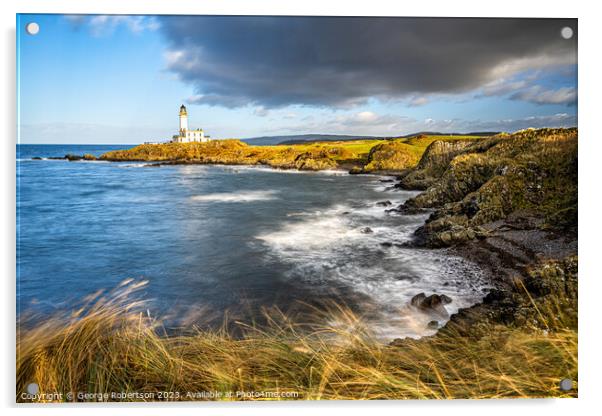 Stormy day at Turnberry Lighthouse Acrylic by George Robertson