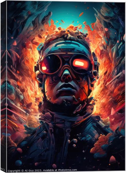 Fiery Gamer Portrait Canvas Print by Craig Doogan Digital Art