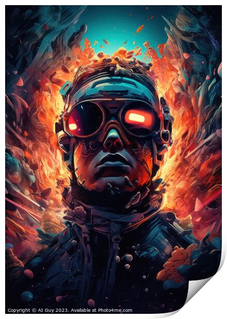 Fiery Gamer Portrait Print by Craig Doogan Digital Art
