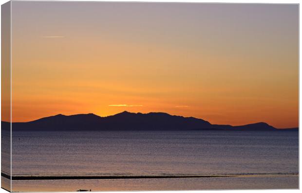 Last of the days light dipping behind Arran Canvas Print by Allan Durward Photography