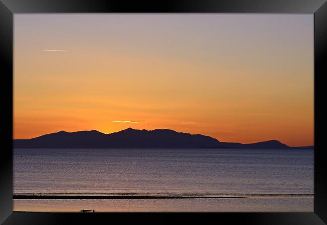 Last of the days light dipping behind Arran Framed Print by Allan Durward Photography
