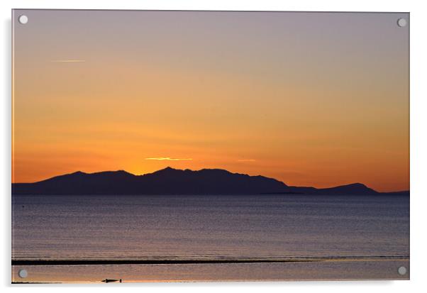 Last of the days light dipping behind Arran Acrylic by Allan Durward Photography