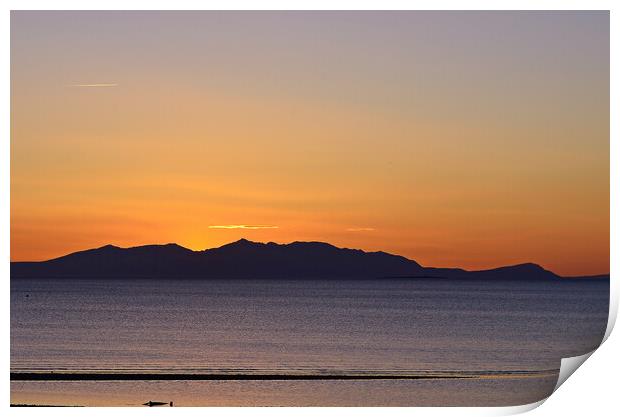 Last of the days light dipping behind Arran Print by Allan Durward Photography