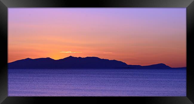 Arran`s mountains in the last light of the day Framed Print by Allan Durward Photography