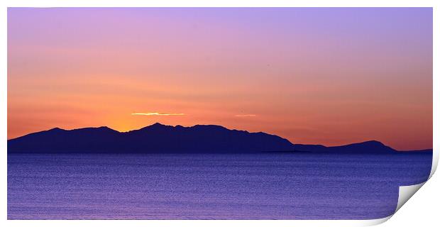 Arran`s mountains in the last light of the day Print by Allan Durward Photography