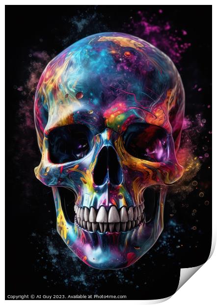 Colourful Skull  Print by Craig Doogan Digital Art