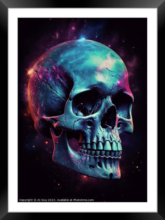 Neon Skull Framed Mounted Print by Craig Doogan Digital Art