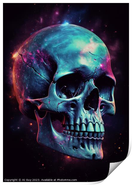 Neon Skull Print by Craig Doogan Digital Art