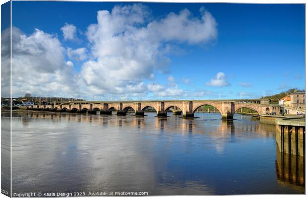Old Berwick Bridge over the River Tweed Canvas Print by Kasia Design