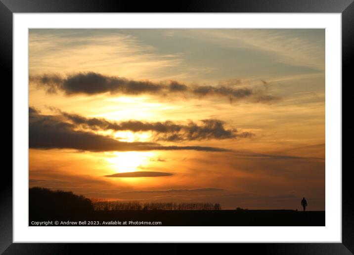 Spectacular Sunset Silhouettes Framed Mounted Print by Andrew Bell