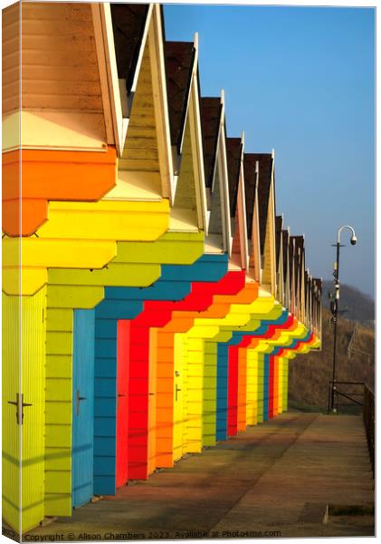 Beach Huts Scarborough  Canvas Print by Alison Chambers