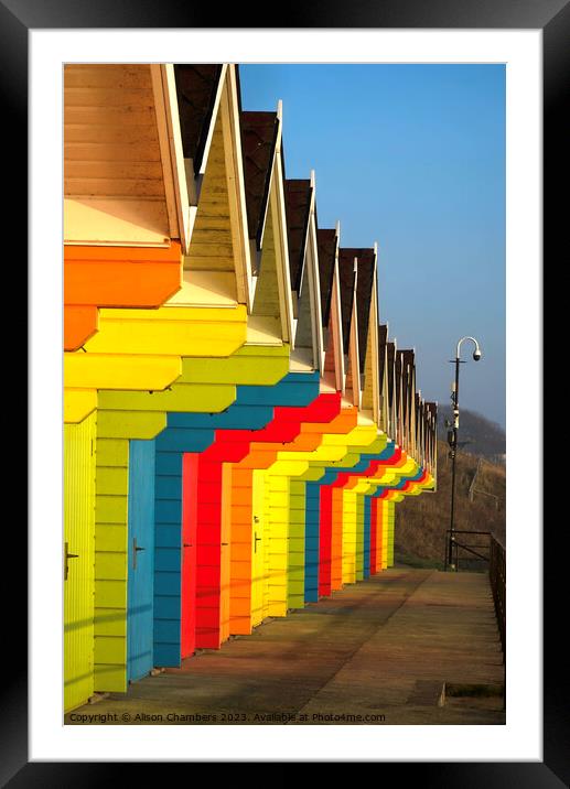 Beach Huts Scarborough  Framed Mounted Print by Alison Chambers