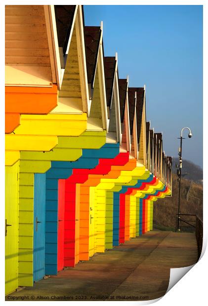 Beach Huts Scarborough  Print by Alison Chambers