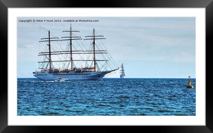 Tall Ships Off Palma Mallorca Framed Mounted Print by Peter F Hunt