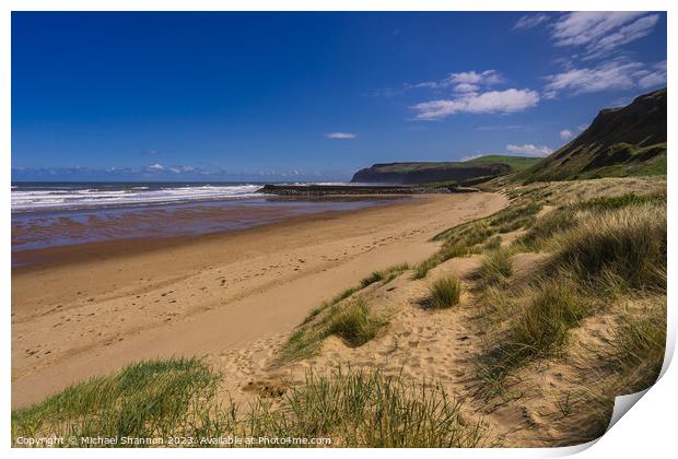 Cattersty Sands looking towards Skinningrove Print by Michael Shannon