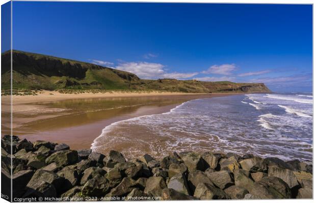 Cattersty Beach View from Skinningrove Pier Canvas Print by Michael Shannon