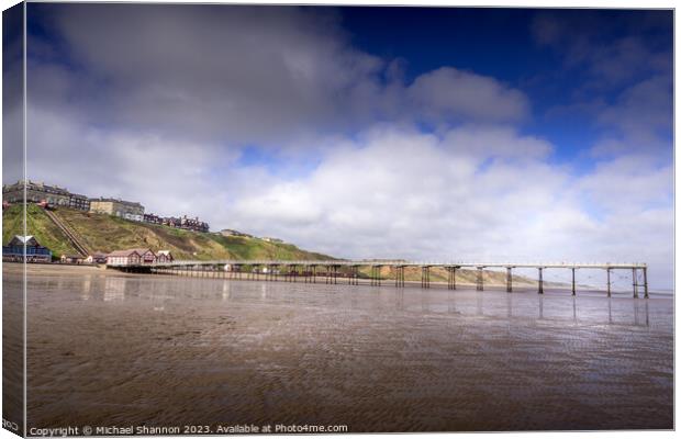 A Sunny Day on the Victorian Pier at Saltburn-on-t Canvas Print by Michael Shannon