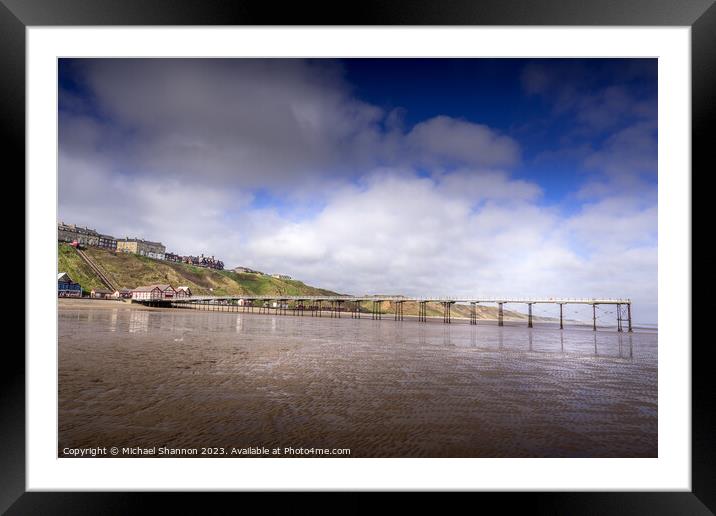 A Sunny Day on the Victorian Pier at Saltburn-on-t Framed Mounted Print by Michael Shannon