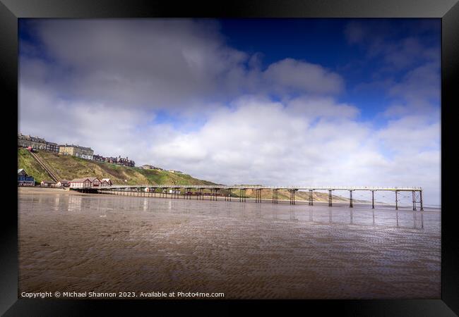 A Sunny Day on the Victorian Pier at Saltburn-on-t Framed Print by Michael Shannon