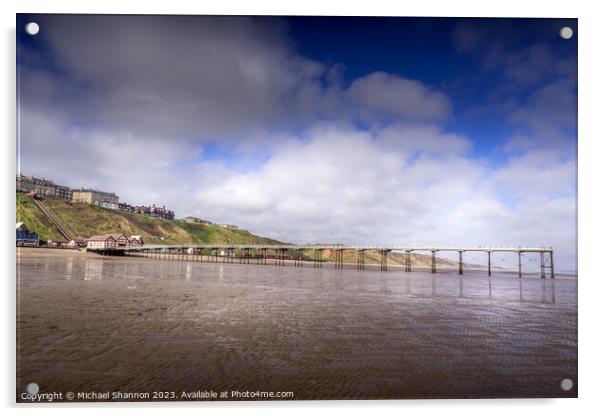 A Sunny Day on the Victorian Pier at Saltburn-on-t Acrylic by Michael Shannon