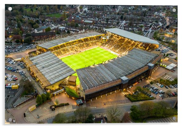 Electrifying Nights at Molineux Stadium Acrylic by Apollo Aerial Photography