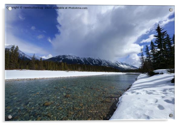 Snow Covered Scenery At The Kootenay River Canada Acrylic by rawshutterbug 