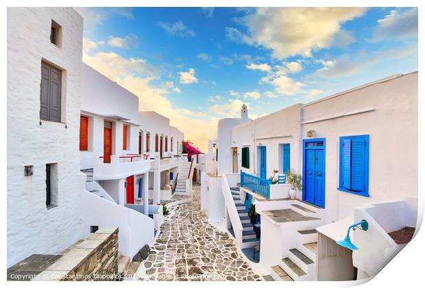 The traditional village Kastro of Sifnos island, Greece Print by Constantinos Iliopoulos