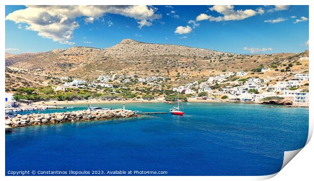 Alopronia is the port of Sikinos with the beach Livadi, Greece Print by Constantinos Iliopoulos
