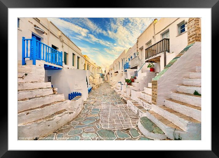 Castro is a medieval settlement in Chora of Folegandros island,  Framed Mounted Print by Constantinos Iliopoulos